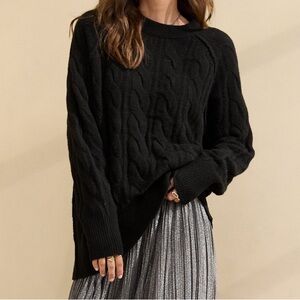 Women's Black Cable Knit Sweater